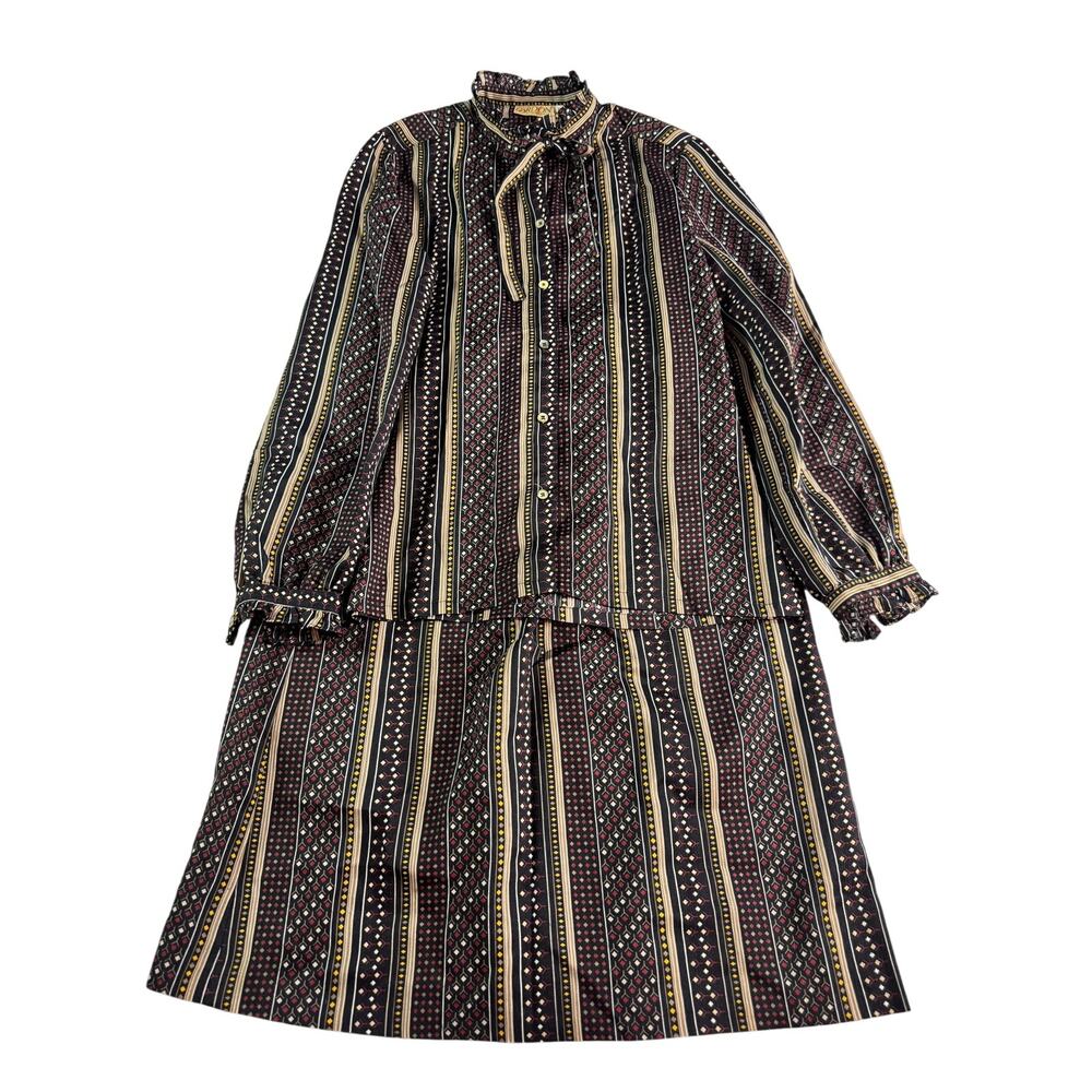 Vintage Gordon Philadelphia 2 Pc Skirt Suit Womens sz 10 Bow Blouse Pockets USA